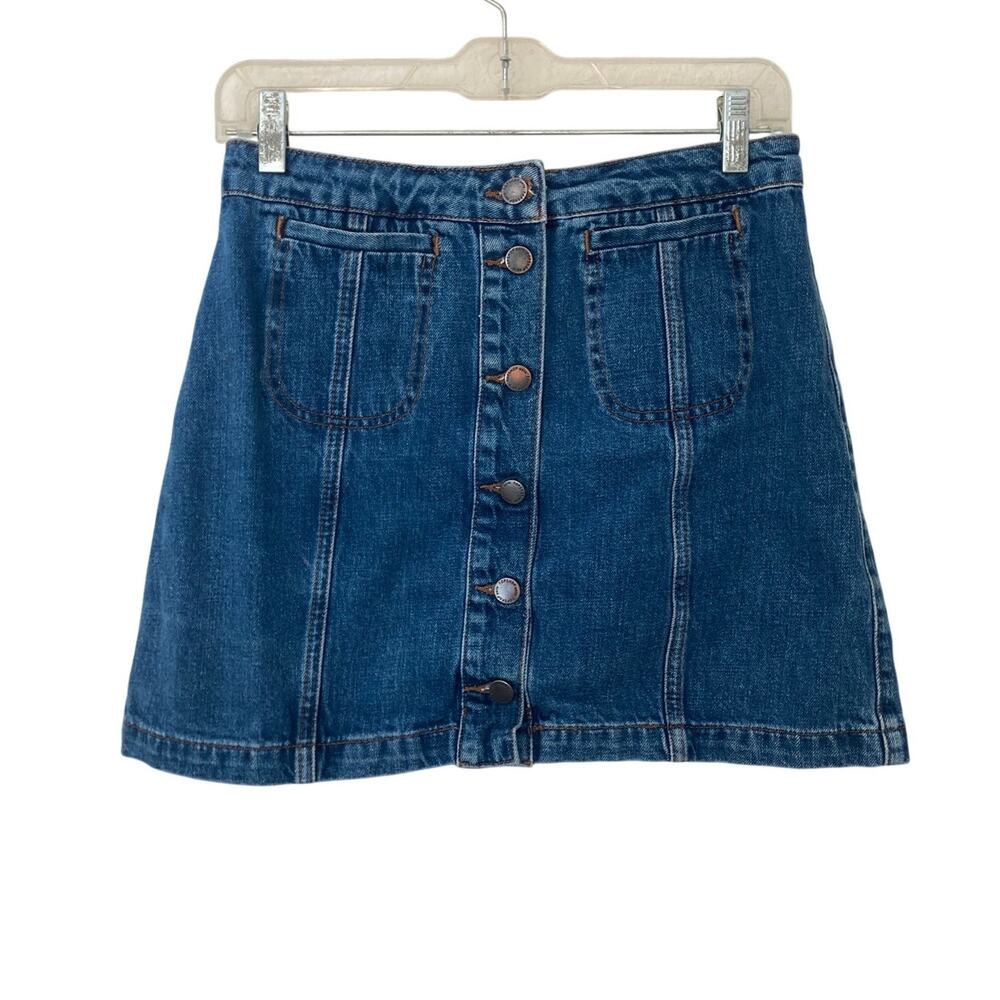 Topshop Moto Blue Denim Grunge Lite Cottage Fall Festival Jean Mini Skirt 28